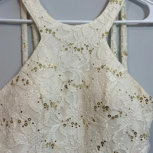 Jodi Kristopher Lace white dress with sequins 3 - Picture 5 of 12